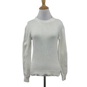 Vintage RLX Ralph Lauren Sweater Womens S Small White Pima Cotton Elbow Patch